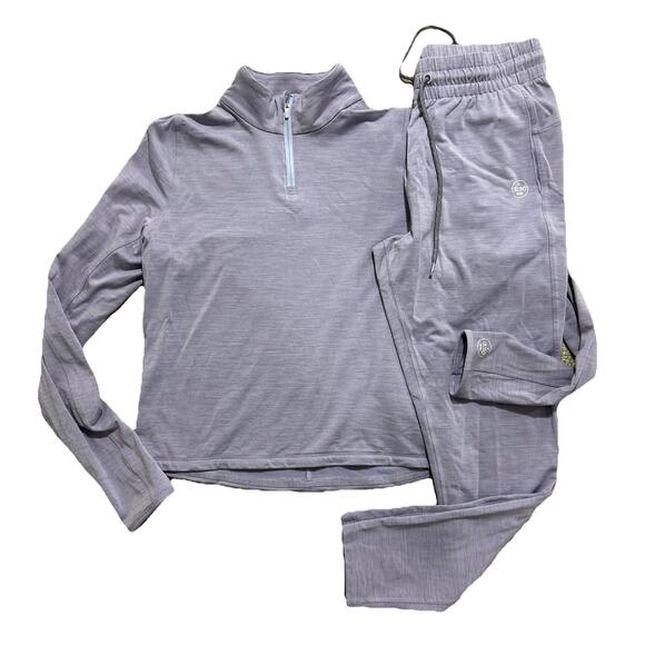 allbirds Pants - Allbirds Small Natural Run Tencel Merino Wool 1/4 Zip & Pants Set Purple Hush